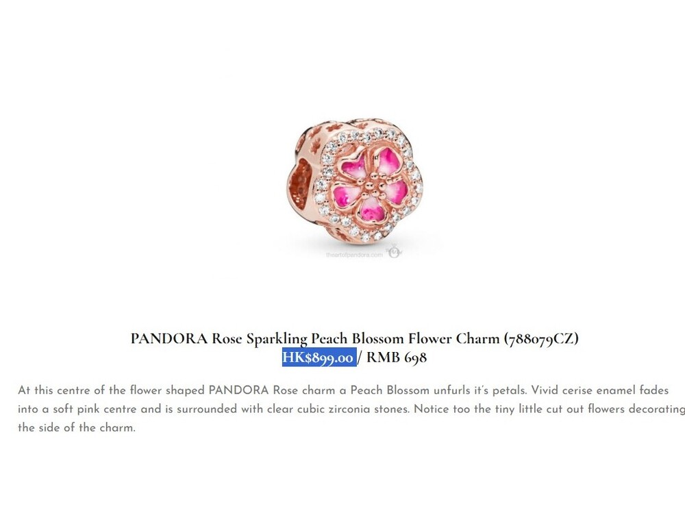Auth PANDORA *Country Edition RARE* Pink Sparkling Peach Blossom Flower 788079CZ
